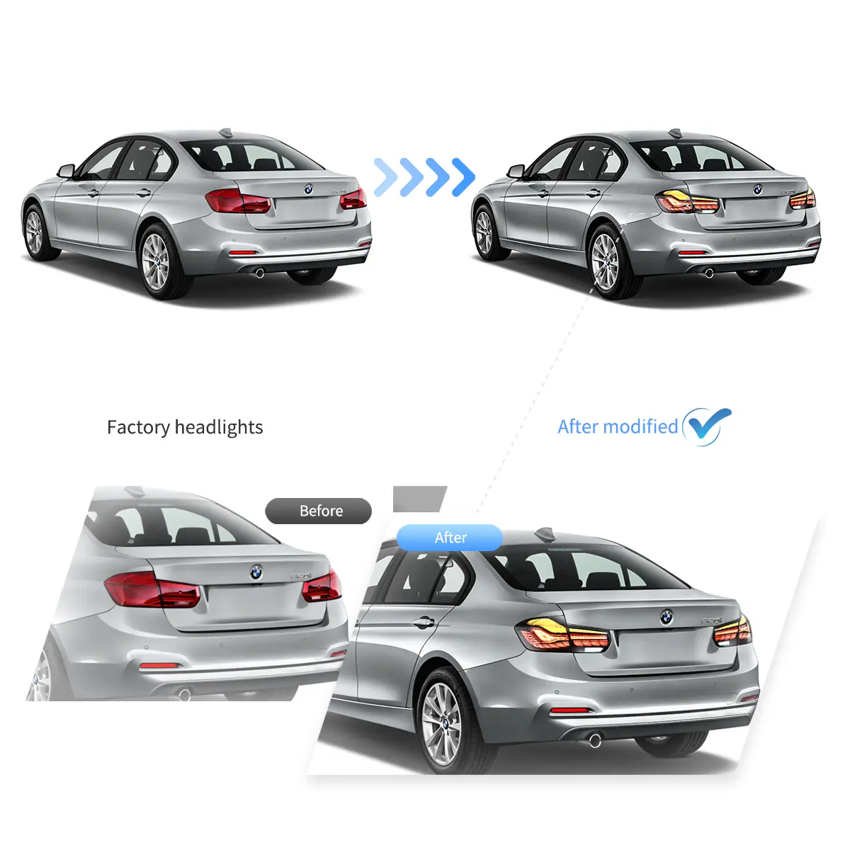 12-19 BMW 3 Series 6th Gen (F30 F80) Vland OLED Tail Lights With Dynamic Welcome Lighting (GTS Style) [E-mark] - Image 11