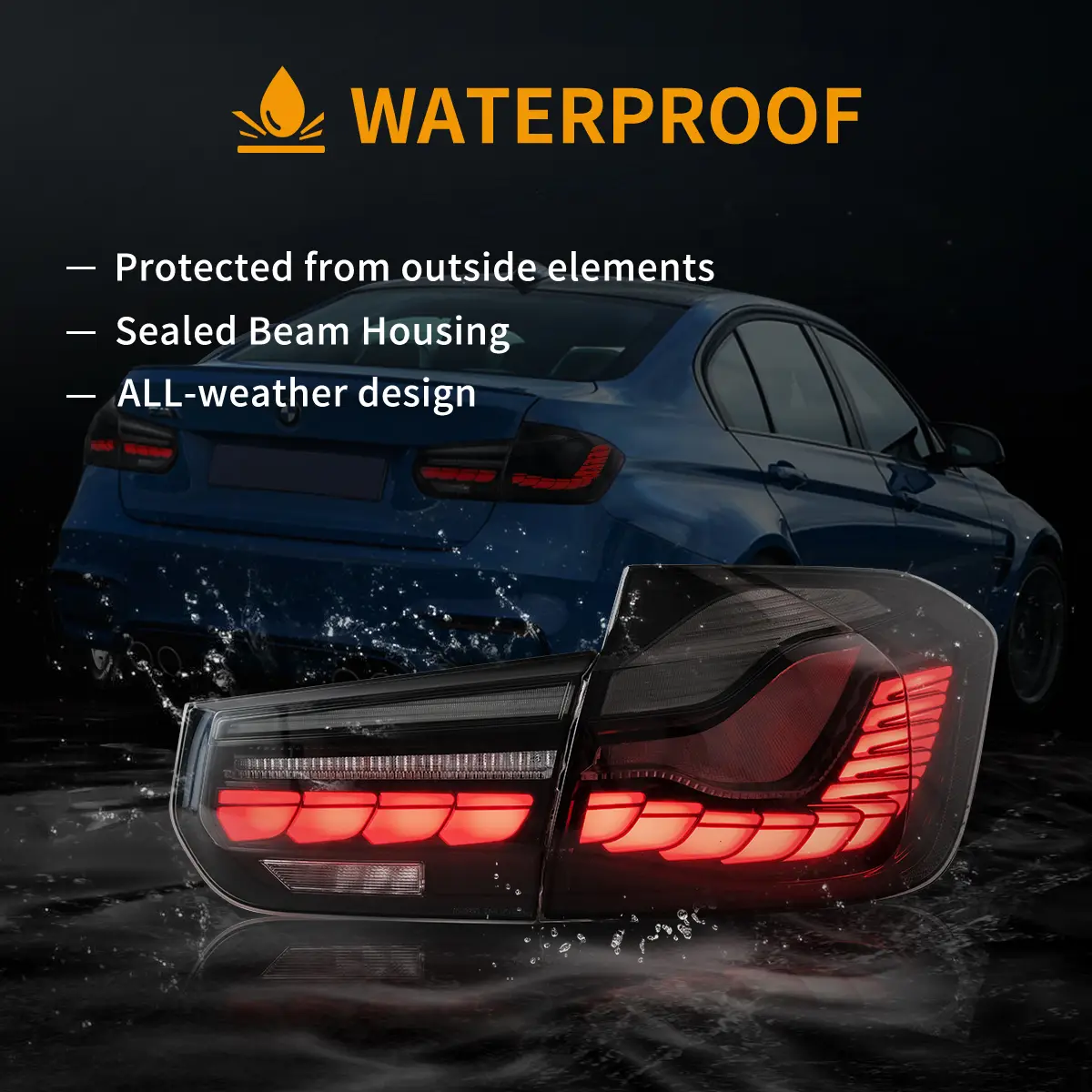 12-19 BMW 3 Series 6th Gen (F30 F80) Vland OLED Tail Lights With Dynamic Welcome Lighting (GTS Style) [E-mark] - Image 13