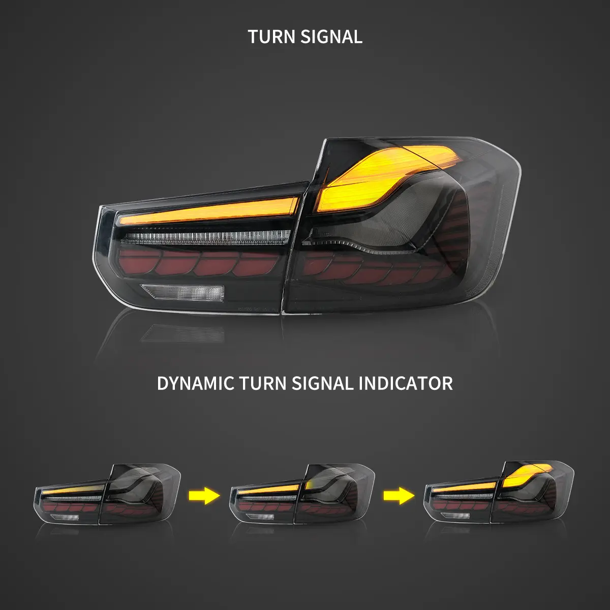 12-19 BMW 3 Series 6th Gen (F30 F80) Vland OLED Tail Lights With Dynamic Welcome Lighting (GTS Style) [E-mark] - Image 4