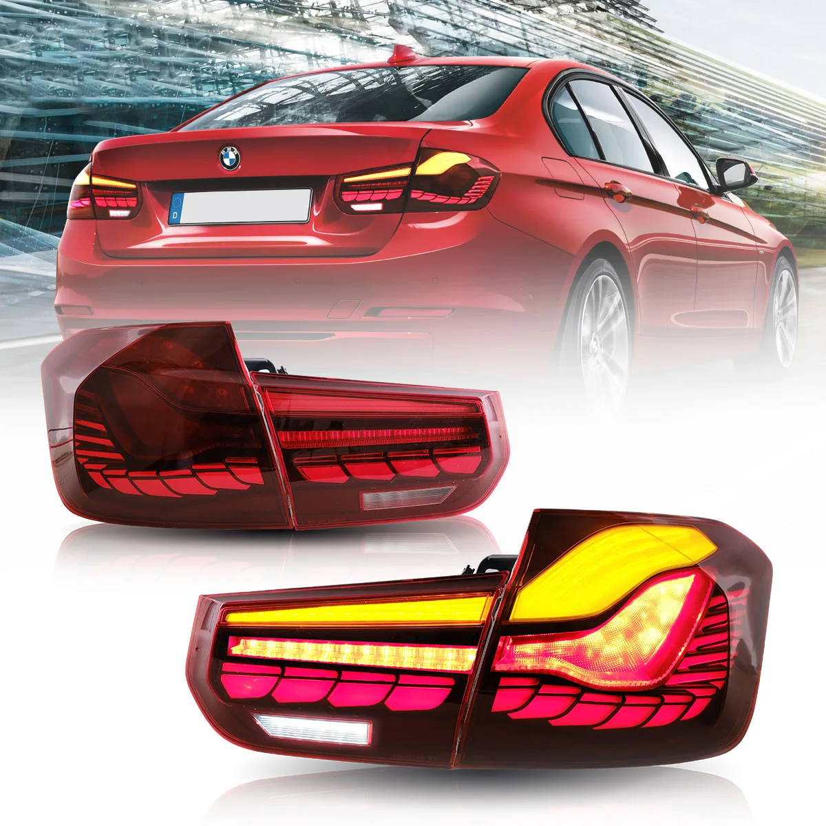 12-19 BMW 3 Series 6th Gen (F30 F80) Vland OLED Tail Lights With Dynamic Welcome Lighting (GTS Style) [E-mark] - Image 5