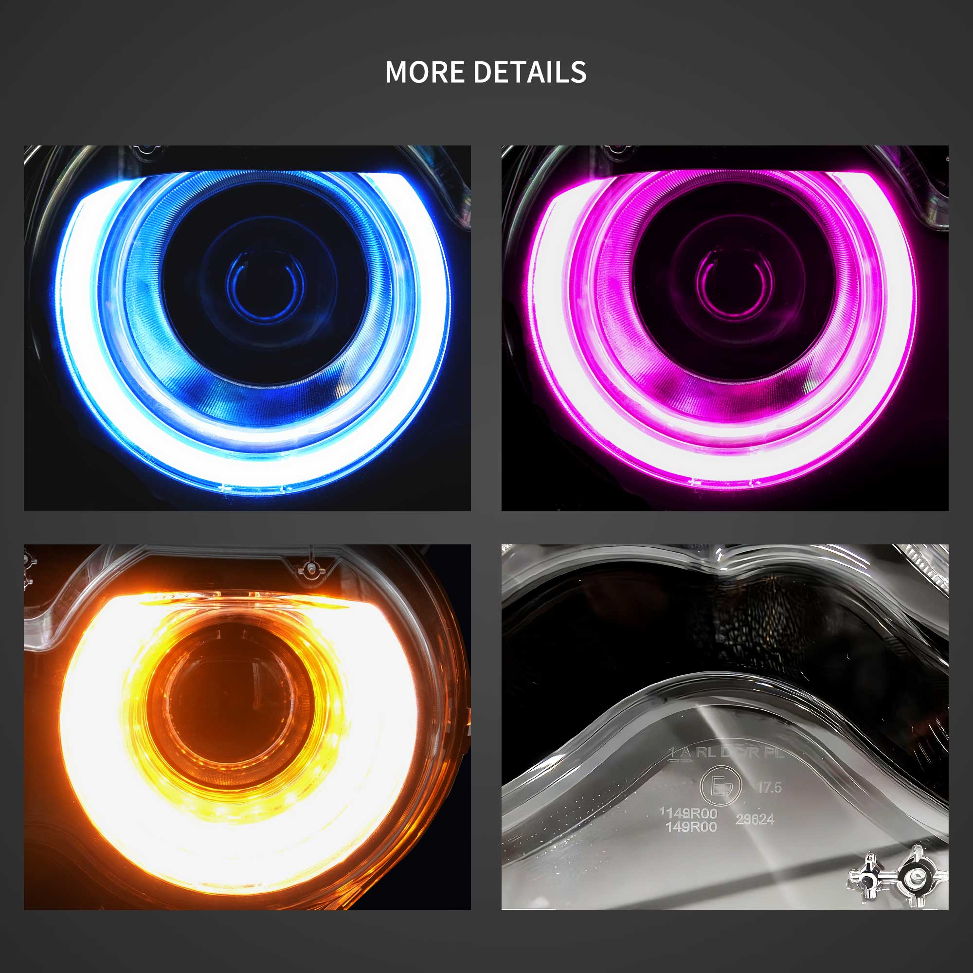 15-24 Dodge Challenger Vland RGB Dual Beam Projector Headlights Black [E-mark] - Image 5
