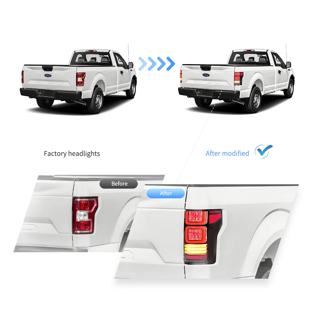 15-20 Ford F150 13th Gen Vland LED Tail Lights With Amber Sequential Turn Signal - Image 7