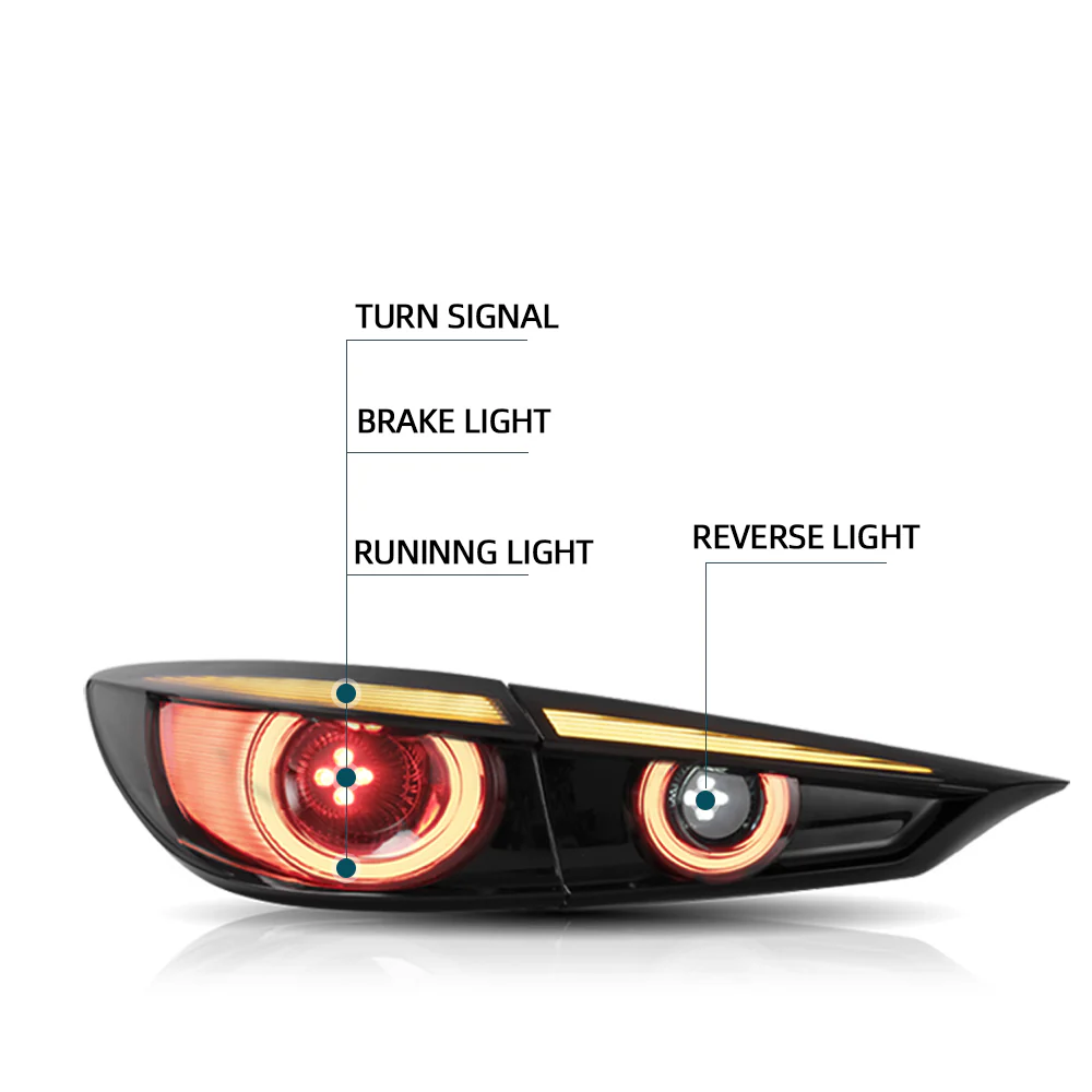 Vland Carlamp Full LED Tail Lights for Mazda 3 Axela Sedan 2014-2018 (Sequential Turn Signals w/ Dynamic Welcome Lighting) - Image 6