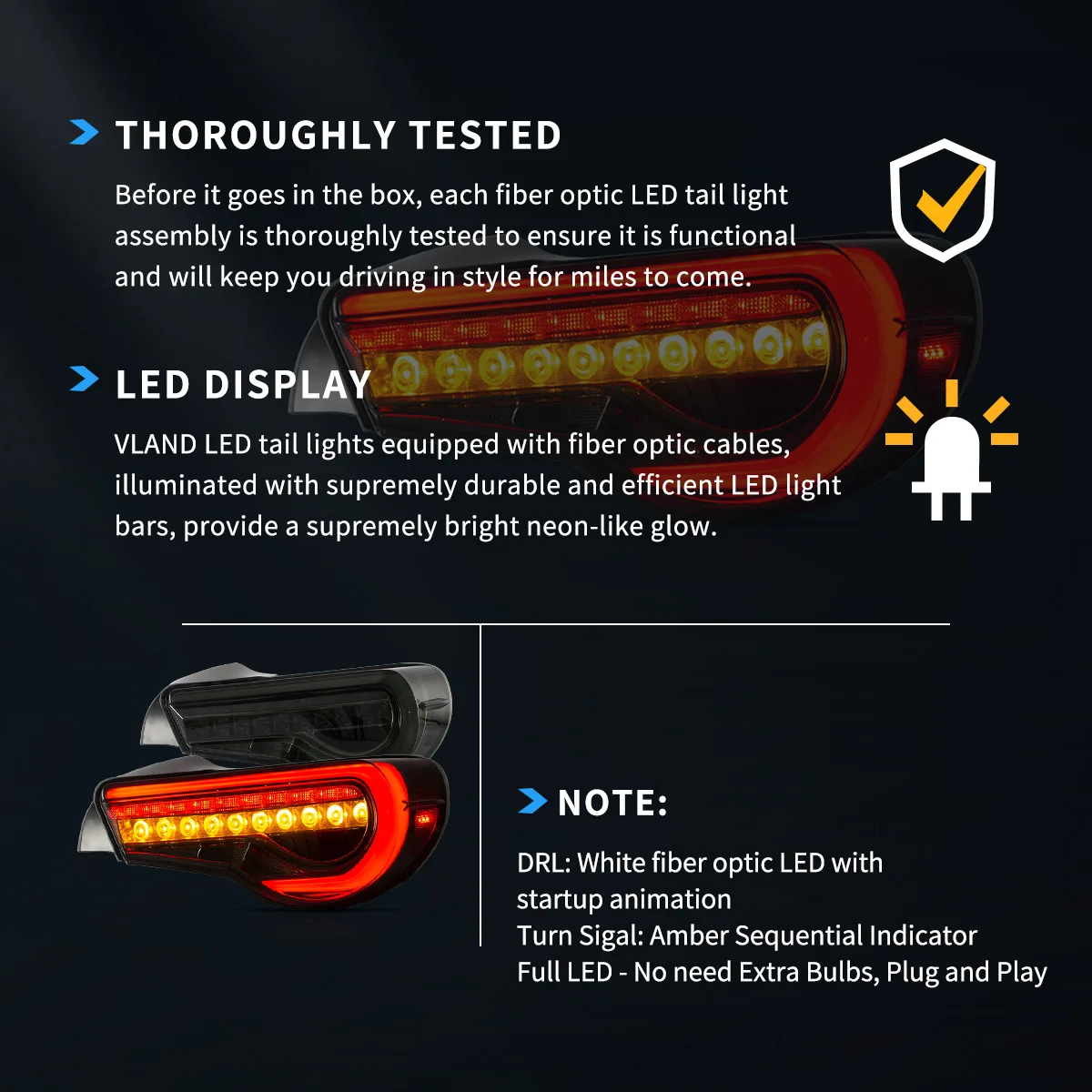 12-20 Toyota 86 GT86 13-20 Subaru BRZ 13-20 Scion FR-S Full LED Tail Lights w/ Sequential Indicators Turn-Vland - Image 13