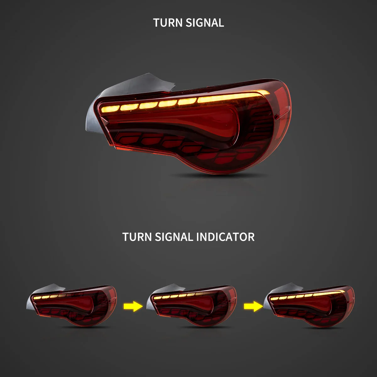 12-20 Toyota 86 GT86 FT86 13-20 Subaru BRZ 13-20 Scion FR-S Vland LED Tail Lights With Sequential Turn Signal [Dragon Style] - Image 4