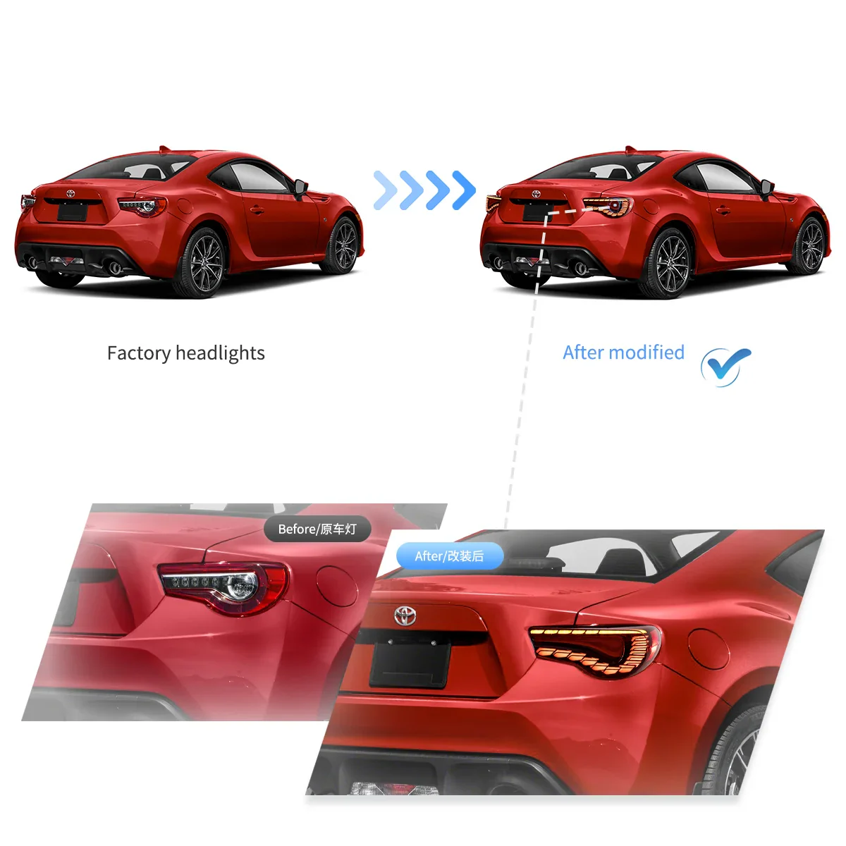 12-20 Toyota 86 GT86 FT86 13-20 Subaru BRZ 13-20 Scion FR-S Vland LED Tail Lights With Sequential Turn Signal [Dragon Style] - Image 8