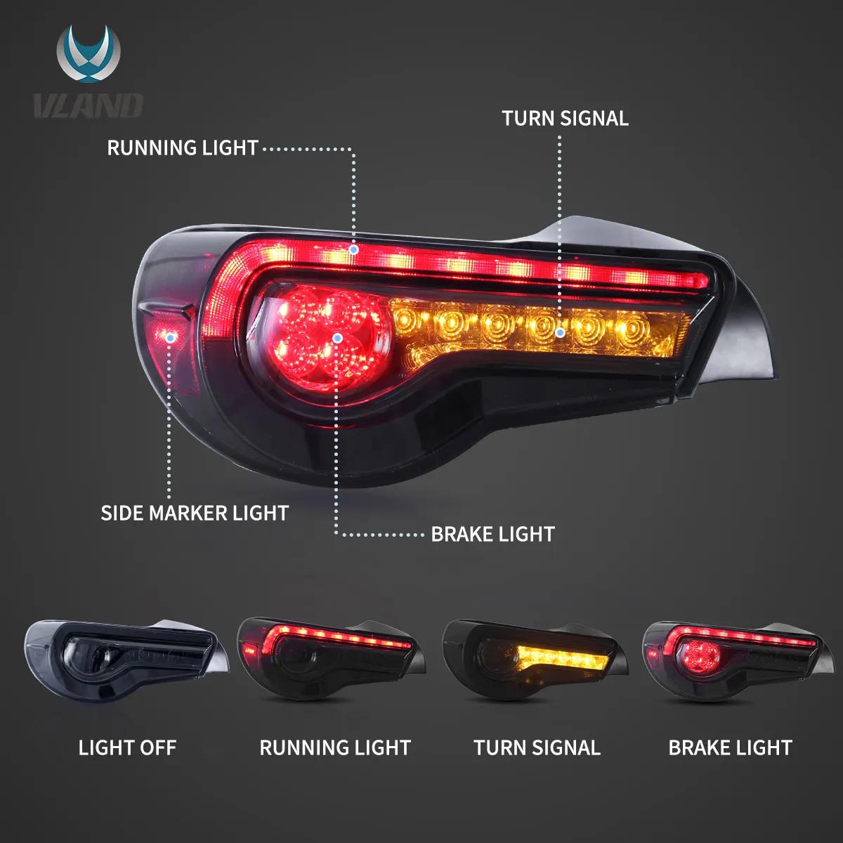 2012-2021 FR-S / BRZ / GT86 1th Gen (ZN6/ZC6) Vland LED Tail Lights With Sequential Turn Signal - Image 3