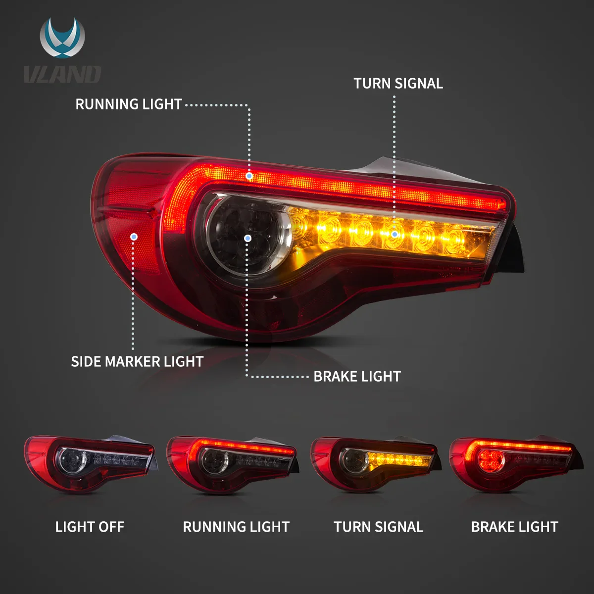 2012-2021 FR-S / BRZ / GT86 1th Gen (ZN6/ZC6) Vland LED Tail Lights With Sequential Turn Signal - Image 6