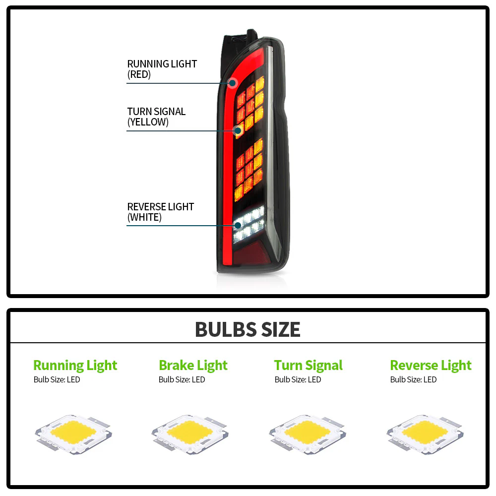 Vland Carlamp LED Tail Light For Toyota Hiace 2005-2018 - Image 4