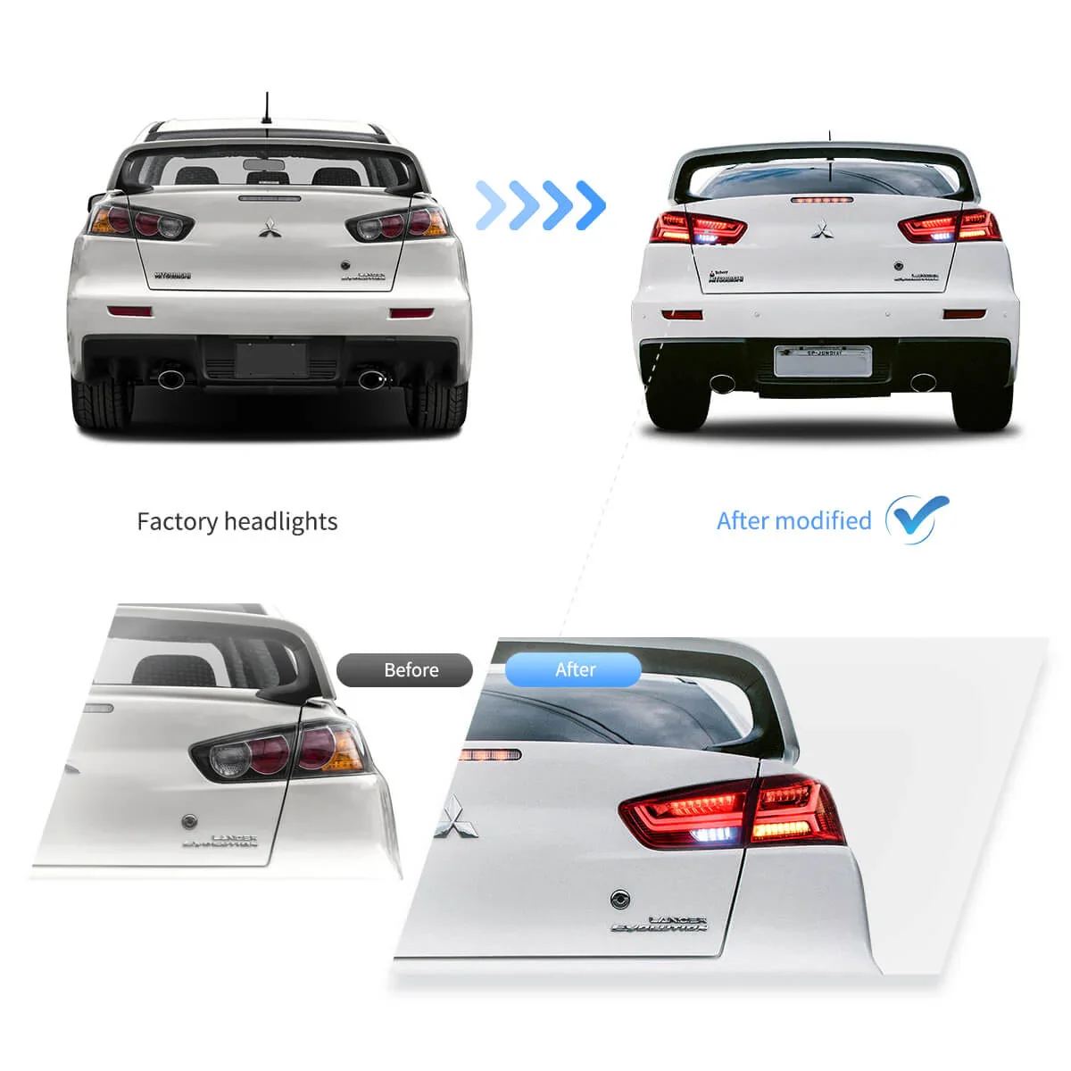 08-17 Mitsubishi Lancer & EVO X Vland LED Tail Lights With Sequential Turn Signal - Image 12