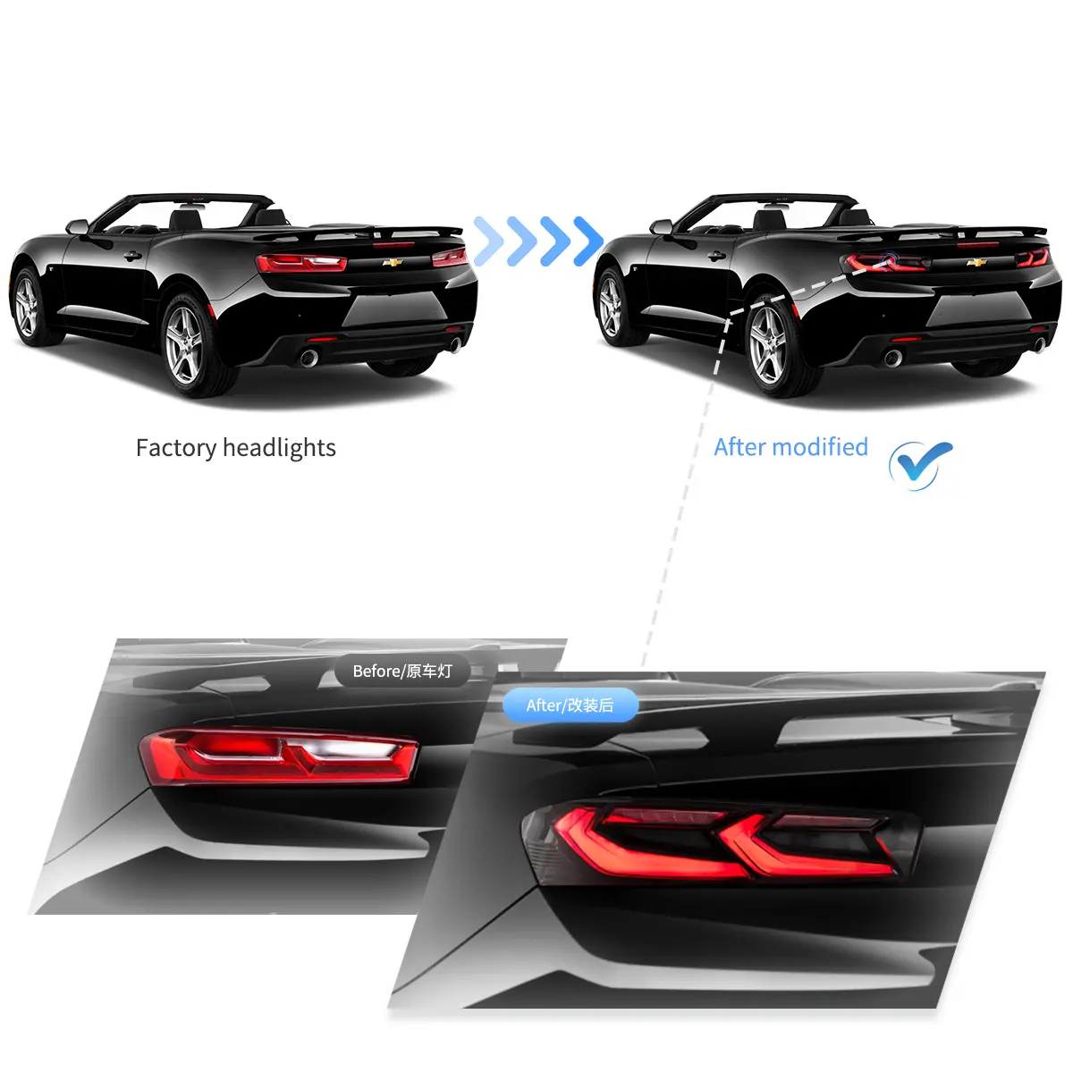 VLAND Tail Lights Fit for 2016-2018 Chevrolet Camaro With amber turn signal - Image 10