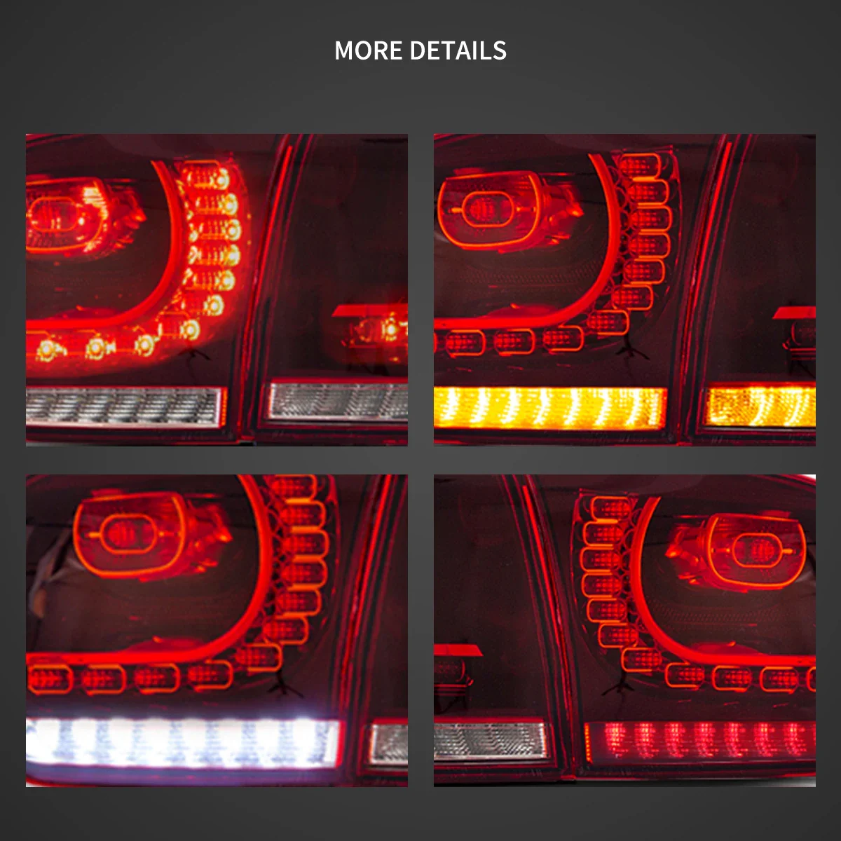 08-12 VW Golf Mk6 Vland LED Aftermarket Tail Lights With Amber Sequential Turn Signal [E-mark] - Image 13