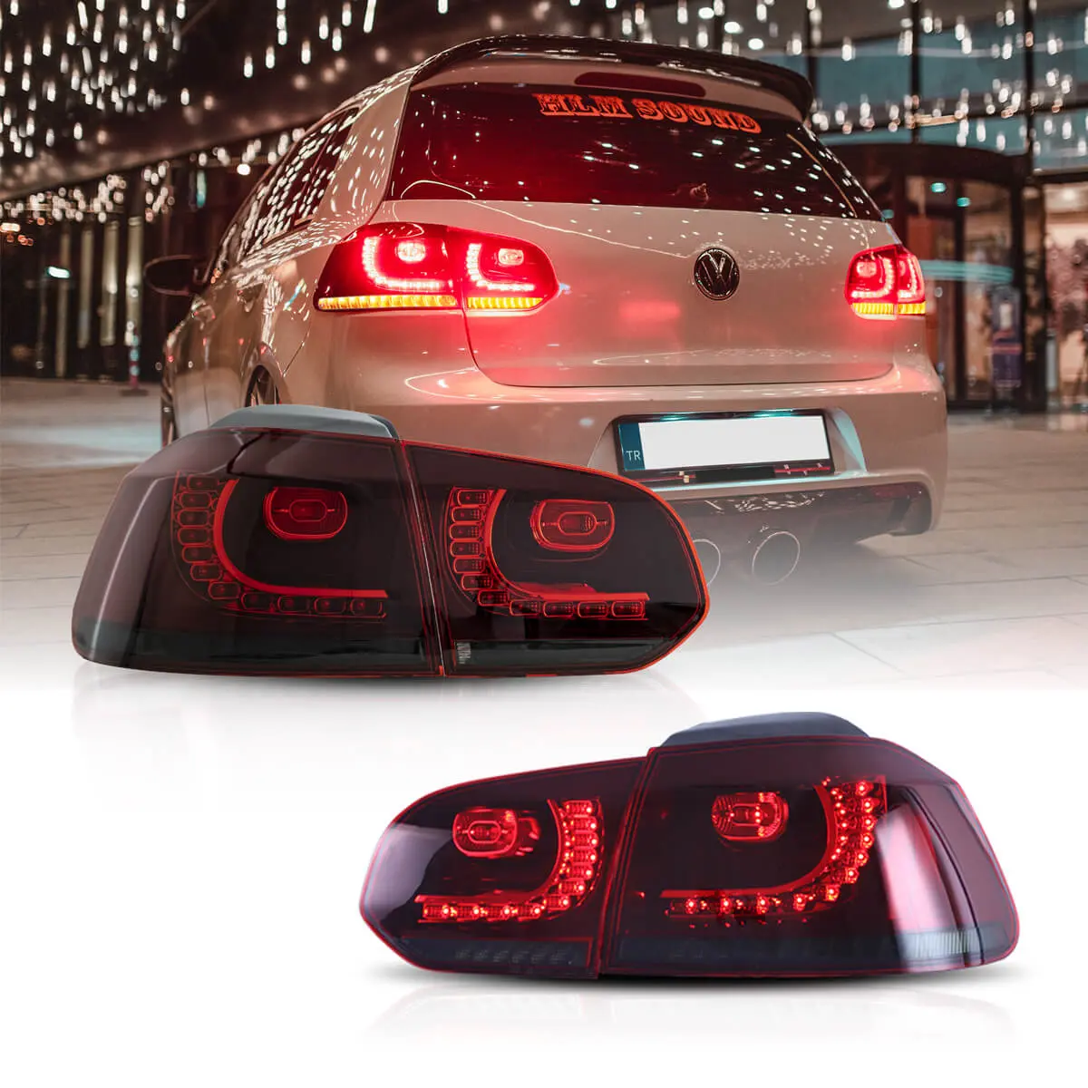 08-12 VW Golf Mk6 Vland LED Aftermarket Tail Lights With Amber Sequential Turn Signal [E-mark] - Image 4
