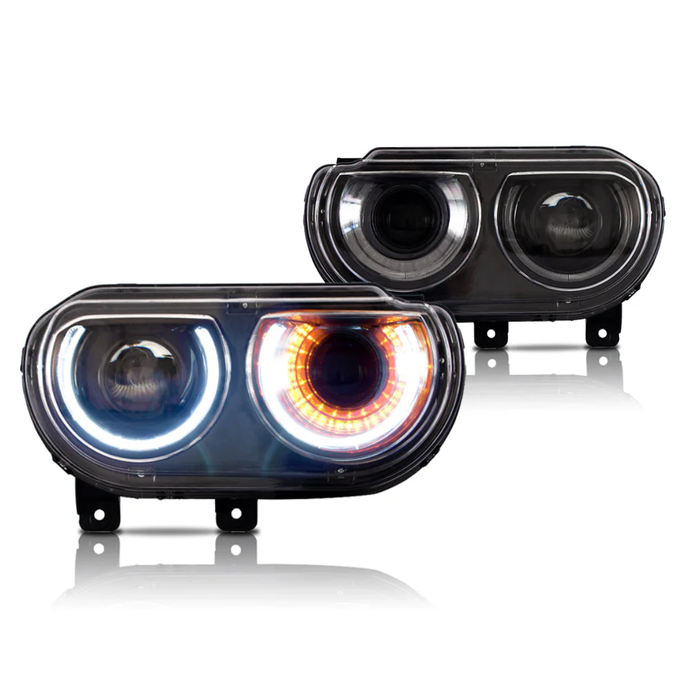 08-14 Dodge Challenger Vland RGB Style Dual Beam Projector Headlights Black - Image 4