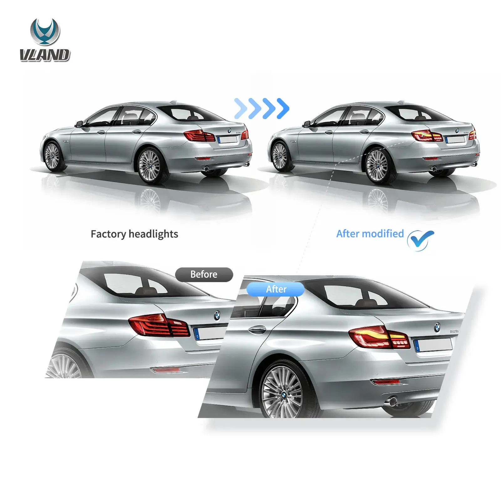 11-17 BMW 5 Series M5 6th Gen (F10 F18) Vland OLED Tail Lights With Dynamic Welcome Lighting CS Style [E-mark] - Image 11