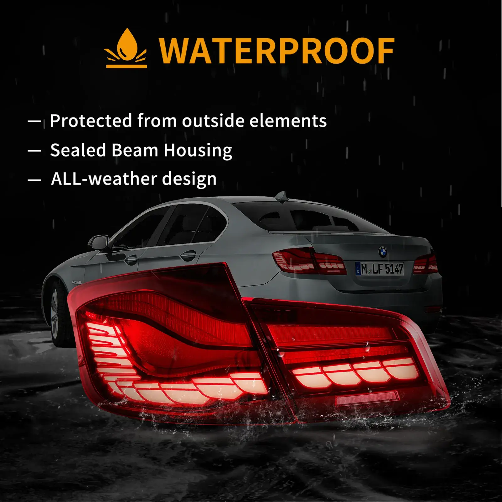 11-17 BMW 5 Series M5 6th Gen (F10 F18) Vland OLED Tail Lights With Dynamic Welcome Lighting CS Style [E-mark] - Image 12