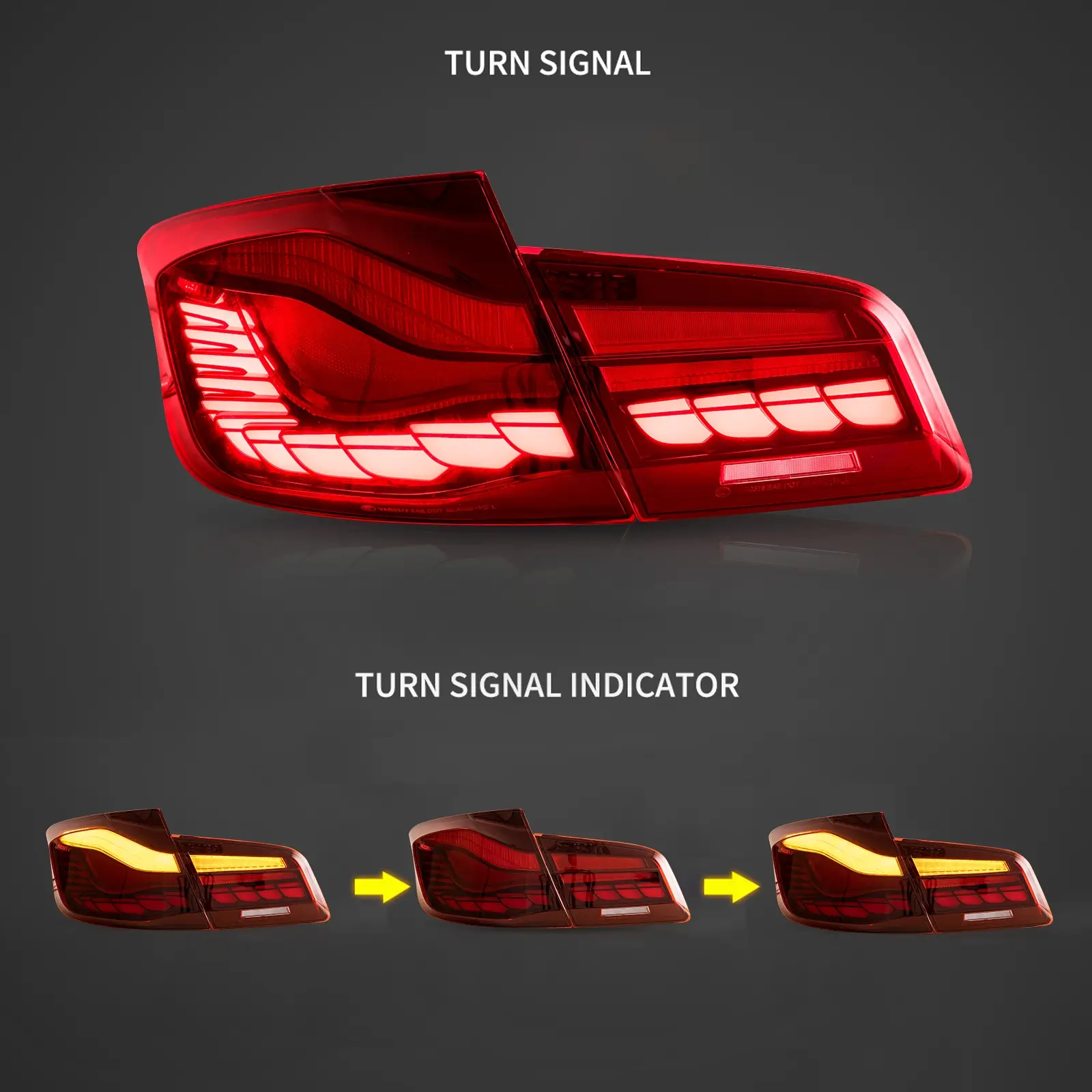 11-17 BMW 5 Series M5 6th Gen (F10 F18) Vland OLED Tail Lights With Dynamic Welcome Lighting CS Style [E-mark] - Image 7