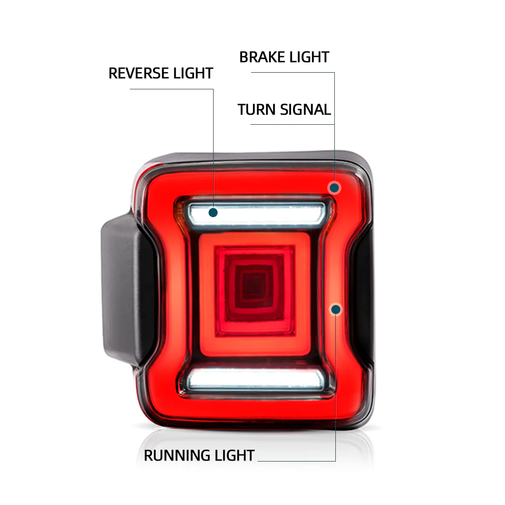 Vland Carlamp Tail Lights for Jeep Wrangler 2018-2021 with Dynamic Animation and Dual Reverse Lights ( Not Fit JK)  Smoked Lens - Image 10