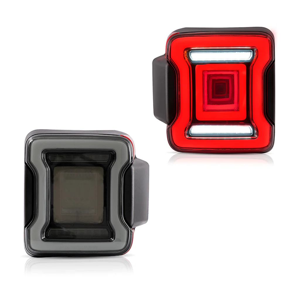 Vland Carlamp Tail Lights for Jeep Wrangler 2018-2021 with Dynamic Animation and Dual Reverse Lights ( Not Fit JK)  Smoked Lens - Image 3