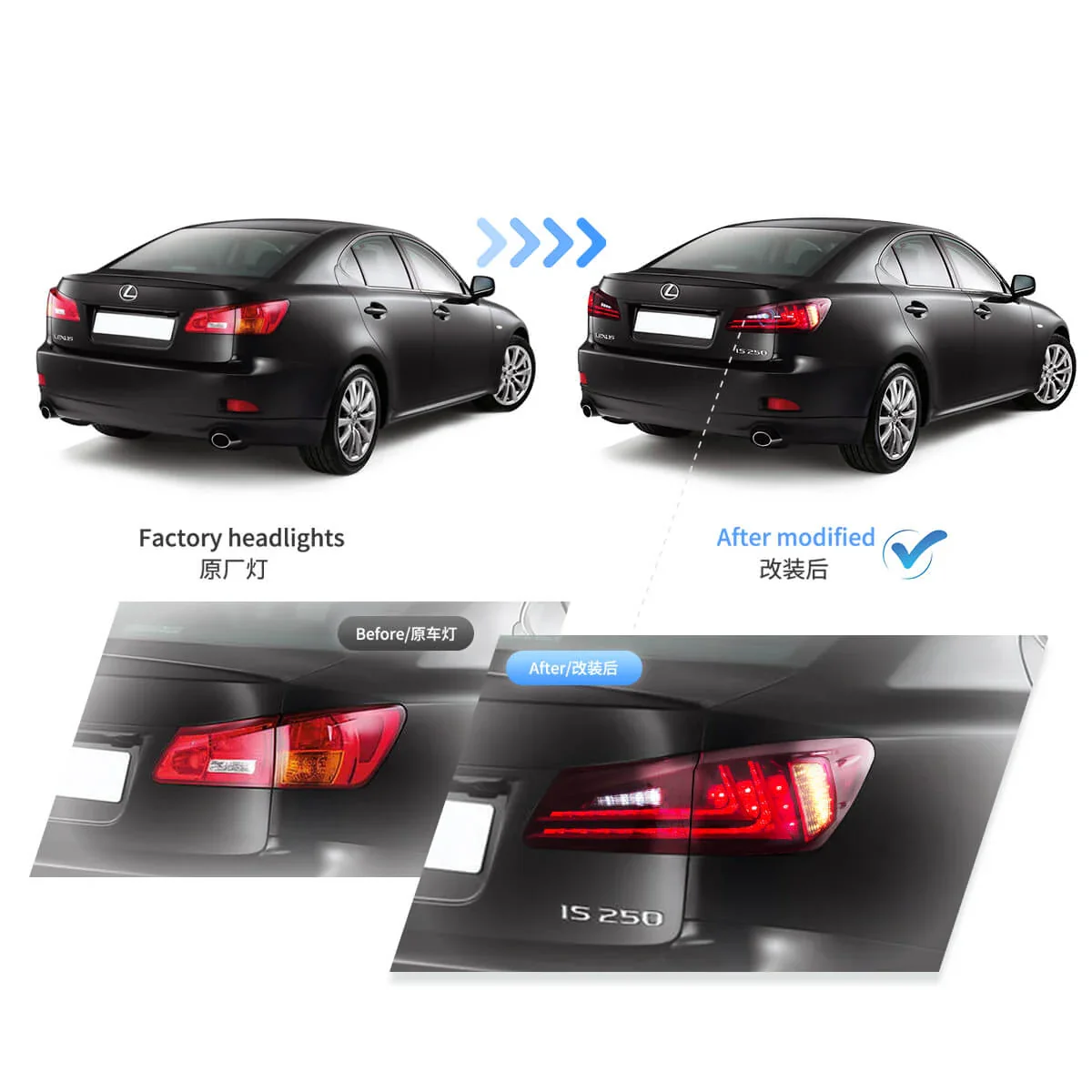 Vland Carlamp LED Tail Lights For Lexus 2006-2012 IS250 IS350 ISF - Image 9