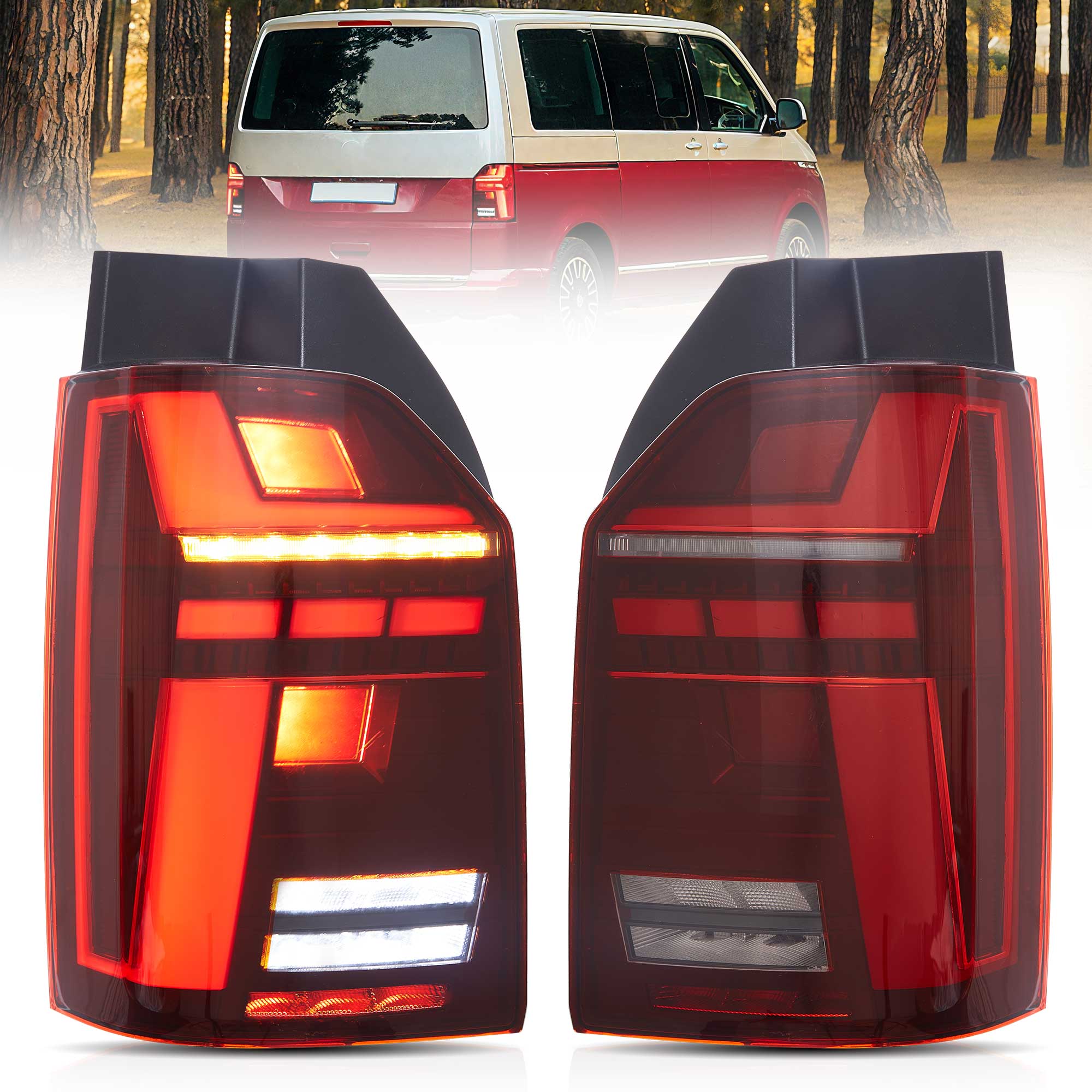 VW Transporter T6 T6.1 Multivan Caravelle 2015-2024 Vland LED Tail Lights [E-mark] - Image 4
