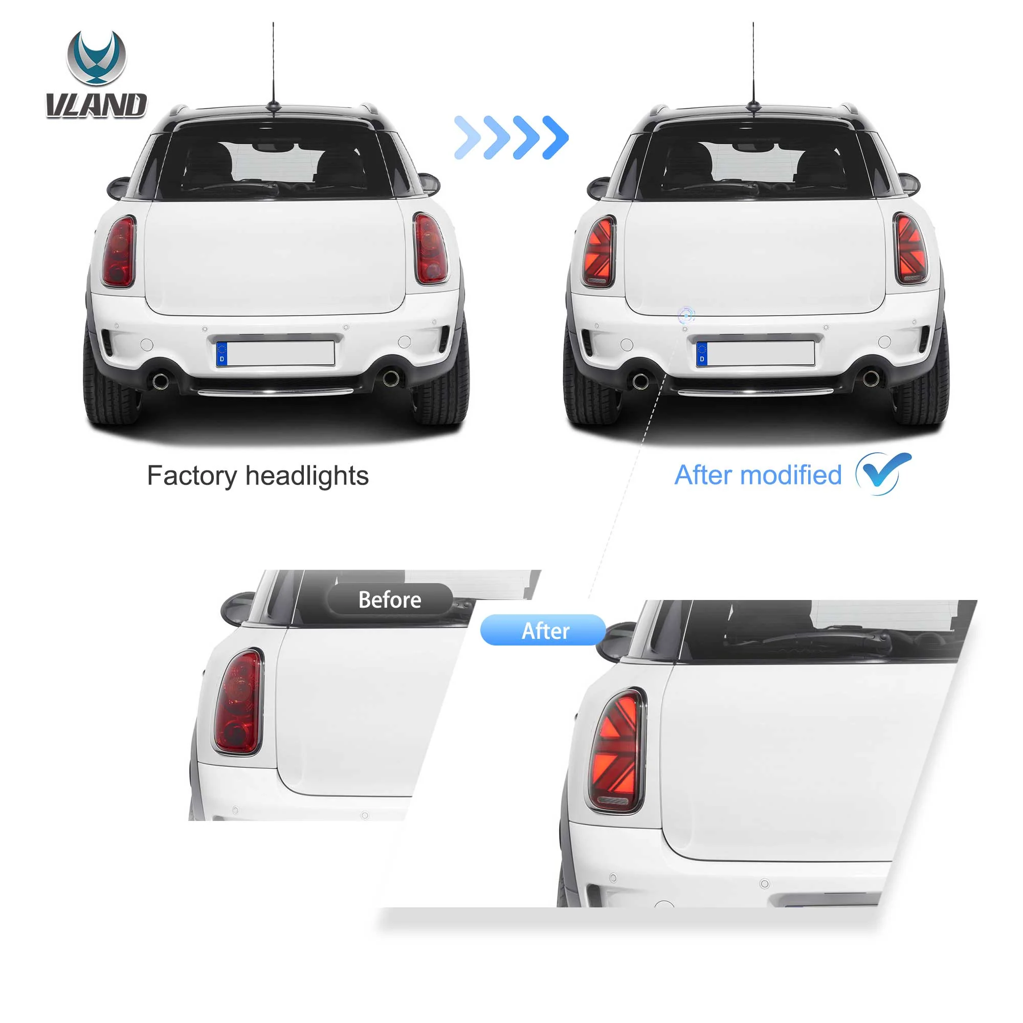 Vland 10-16 Mini Cooper Countryman R60 LED Tail Lights Union Jack - Image 5