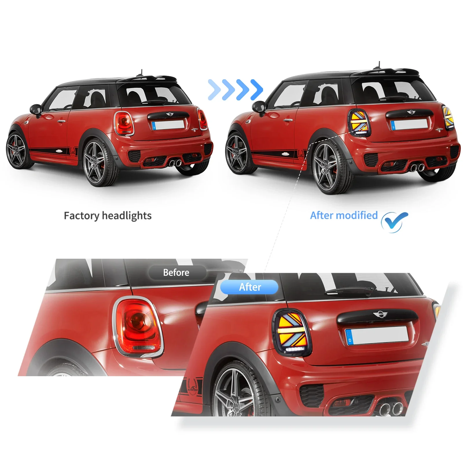 Vland 14-19 BMW Mini Hatch(Cooper) F55 F56 F57 FULL LED Tail Lights - Image 3