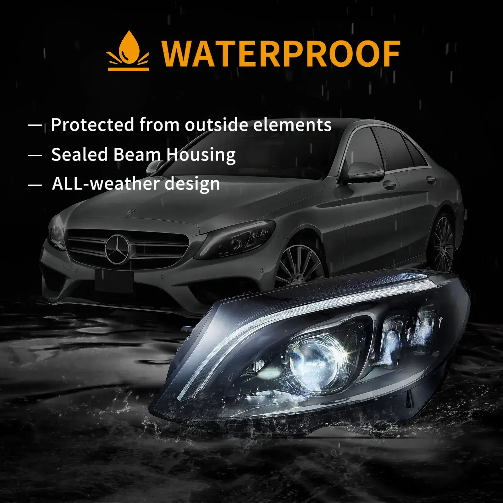 Vland 15-21 Mercedes-Benz C-Class (W205) LED Matrix Upgraded Headlights With Blue DRL - Image 8