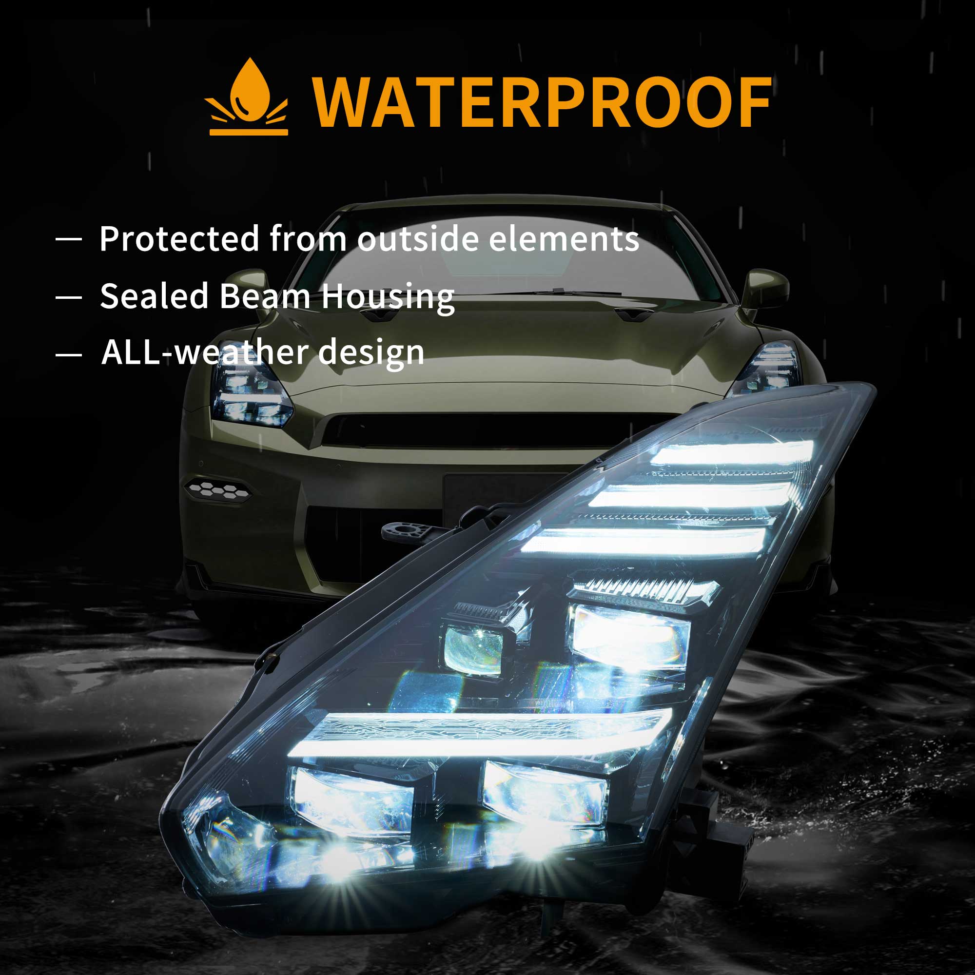 Vland 2008-2023 Nissan GT-R R35 LED Projector Headlights - Image 11