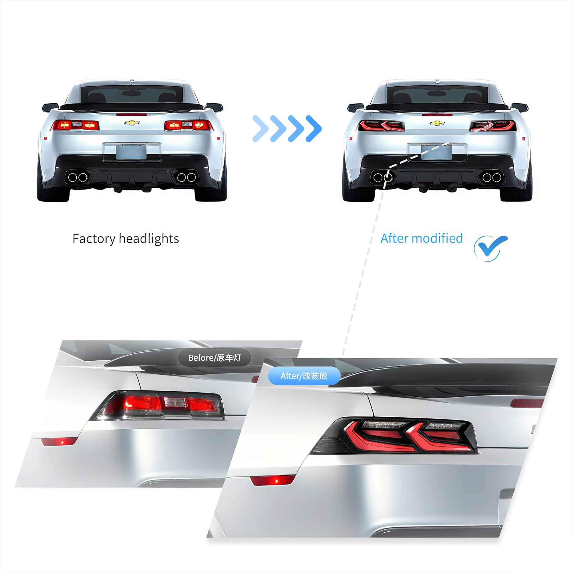 Vland 2014-2015 Chevrolet Camaro 5th Gen Facelift LED Tail Lights - Image 11
