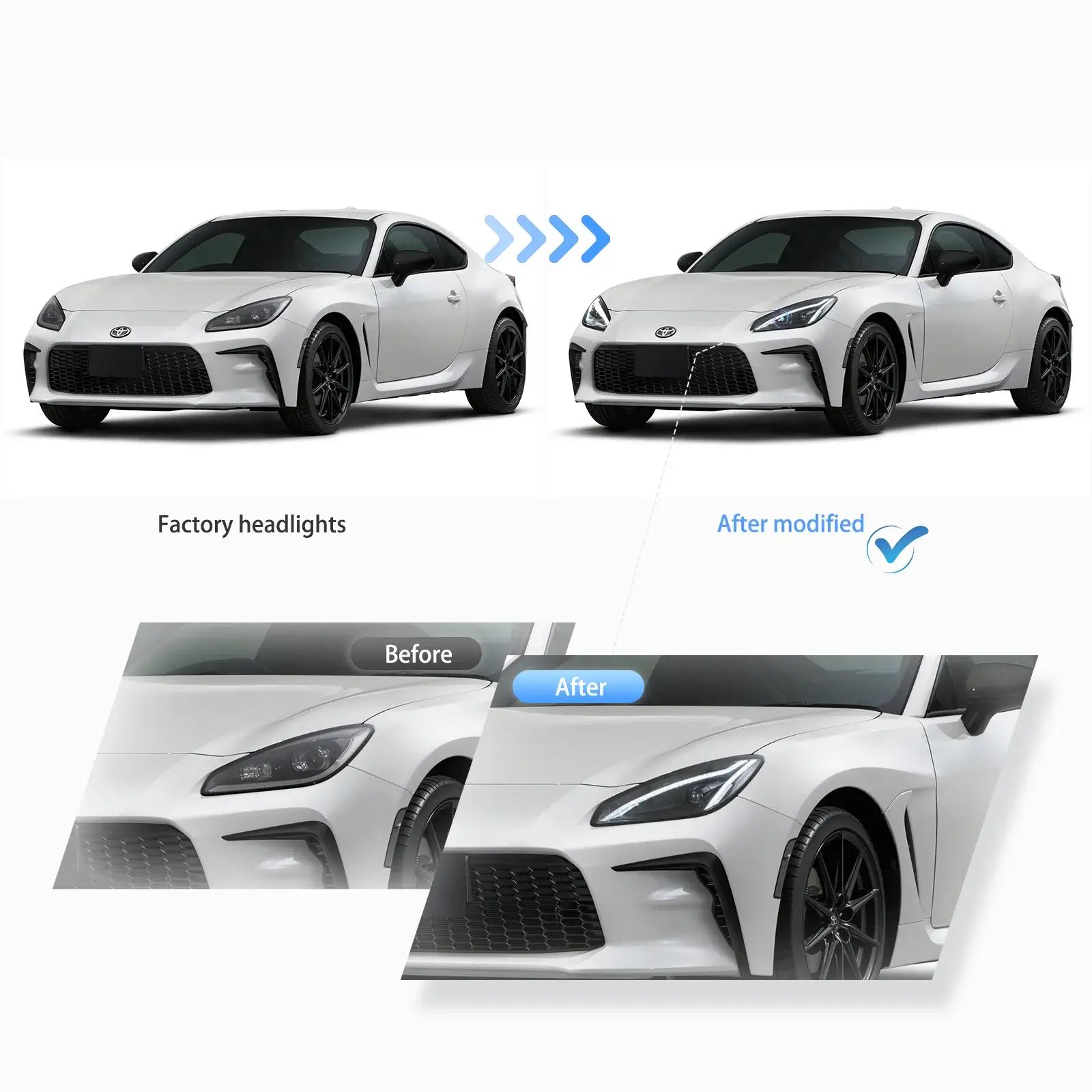 Vland 21-24 Toyota GR86 / Subaru BRZ Headlights With Full LED Dual Beam Projector - Image 4