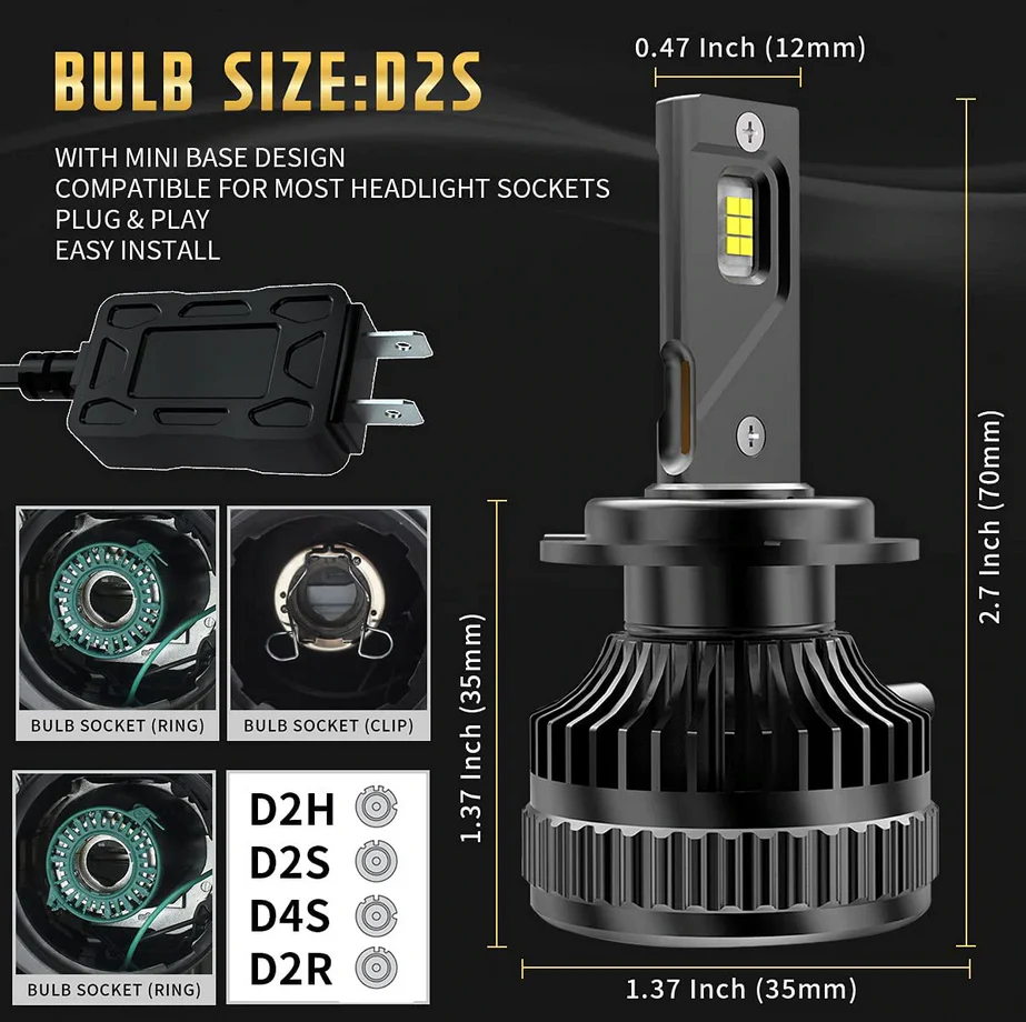 Vland 2PCs D2S/H7/9005 LED Headlight Bulbs 6000K Super Bright - Image 7