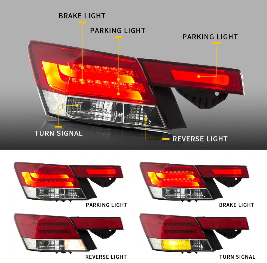Vland Carlamp 4PCS LED Tail Lights For Honda Accord Inspire 8th Gen Sedan 2008-2012(Not For Coupe) - Image 4