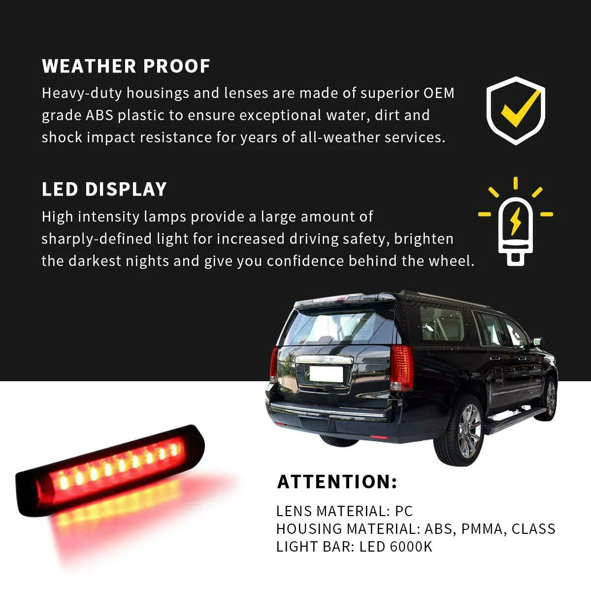 VLAND for GMC 2007-2014(NOT for Barn Door Models) LED TAIL LAMP ABS,PMMA,GLASSMaterial - Image 5