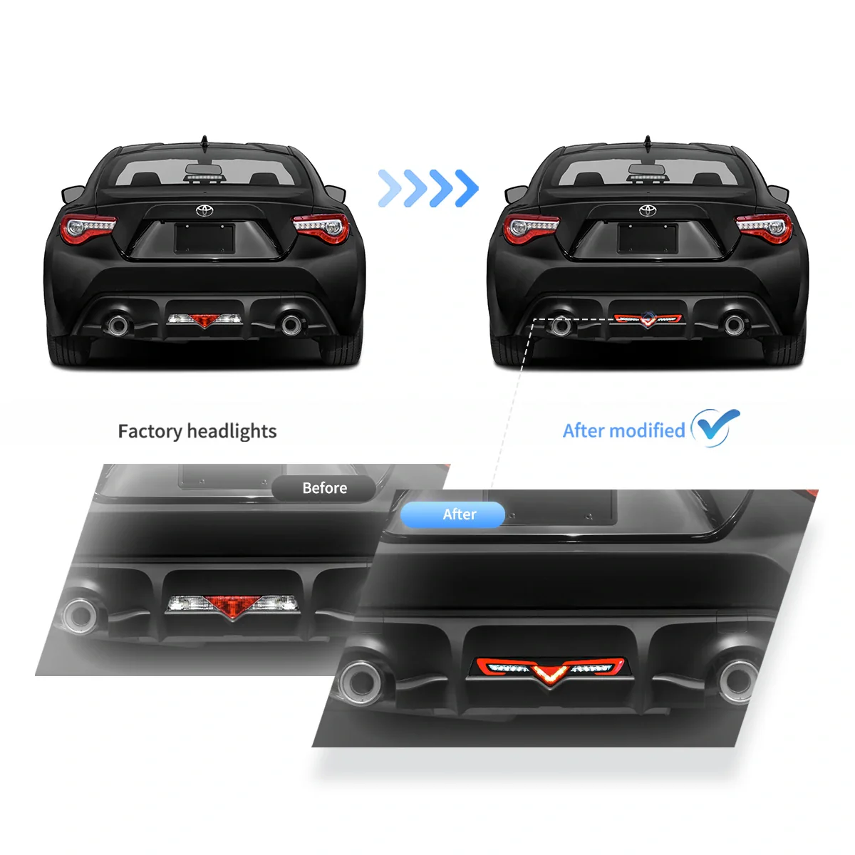 2012-2021 FR-S/BRZ/GT86 1th Gen(ZN6/ZC6) Vland LED Rear Bumper Lower Reverse Fog Backup Lights - Image 8