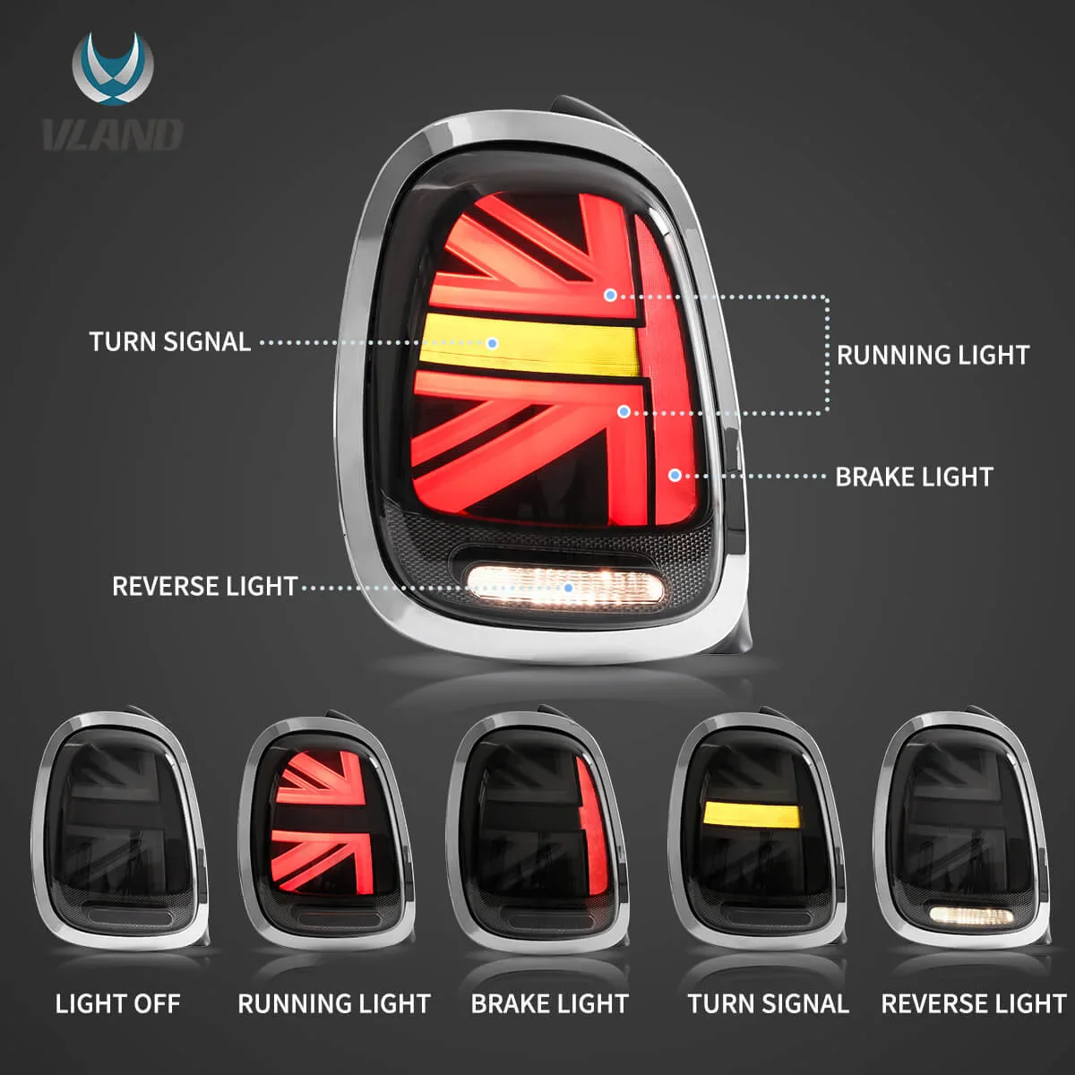 Mini Cooper F55 F56 F57 2014-2020 VLAND LED Tail Light [E-mark] Plug and Play - Image 12