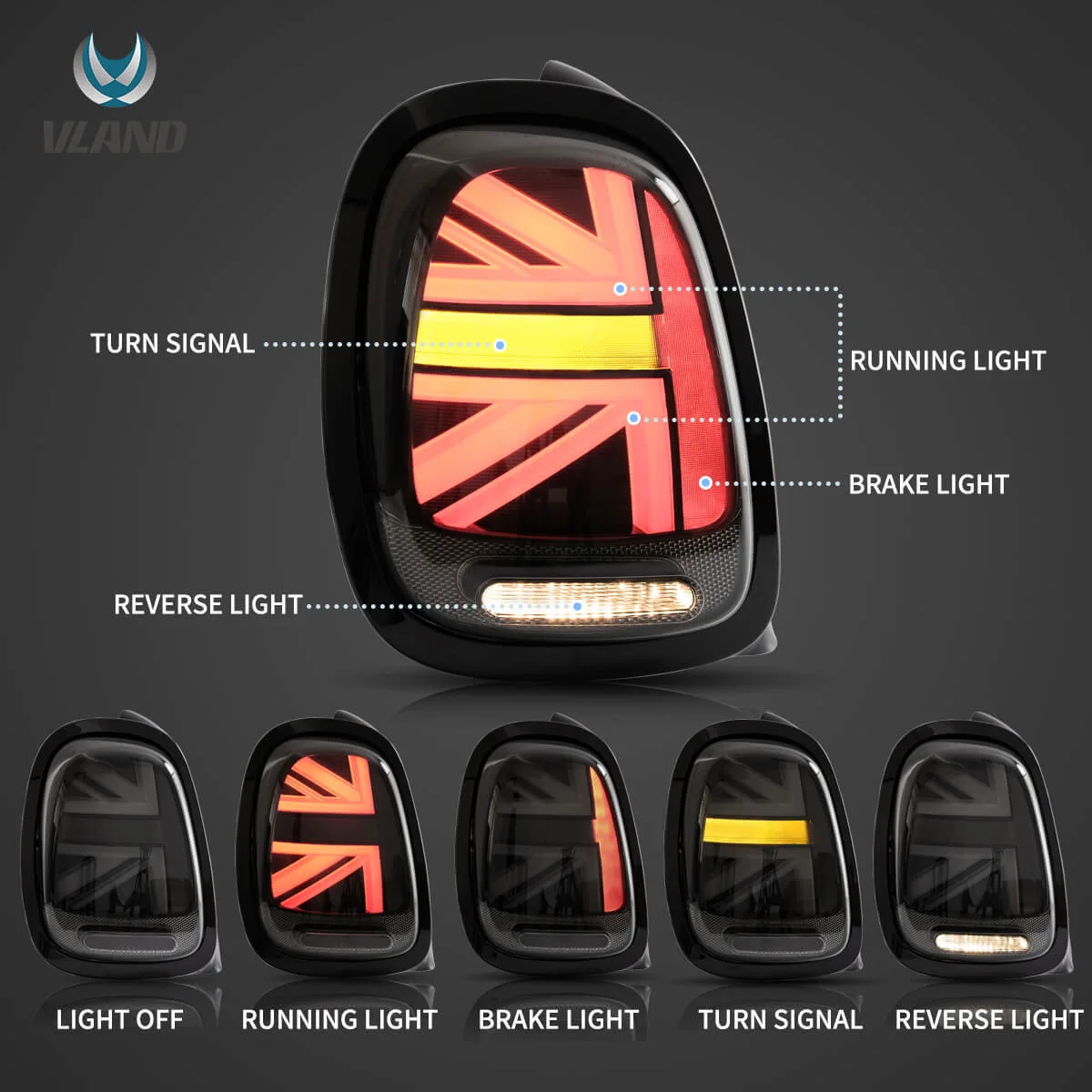 Mini Cooper F55 F56 F57 2014-2020 VLAND LED Tail Light [E-mark] Plug and Play - Image 6