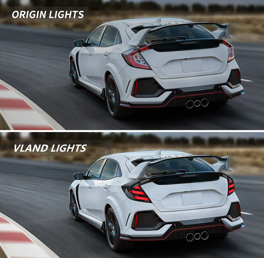 16-21 Honda Civic 10th Gen Hatchback and Type R Vland LED Tail Lights [E-mark] with Amber Turn Signal - Image 8