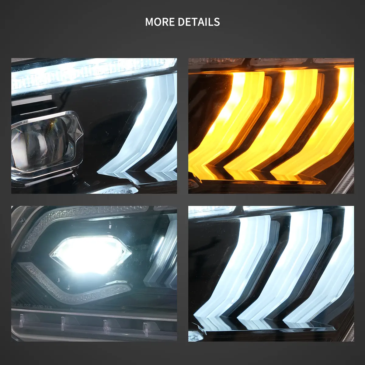 10-14 Ford Mustang 5th Gen Facelifted Vland LED Dual Beam Projector HeadLights Black - Image 4