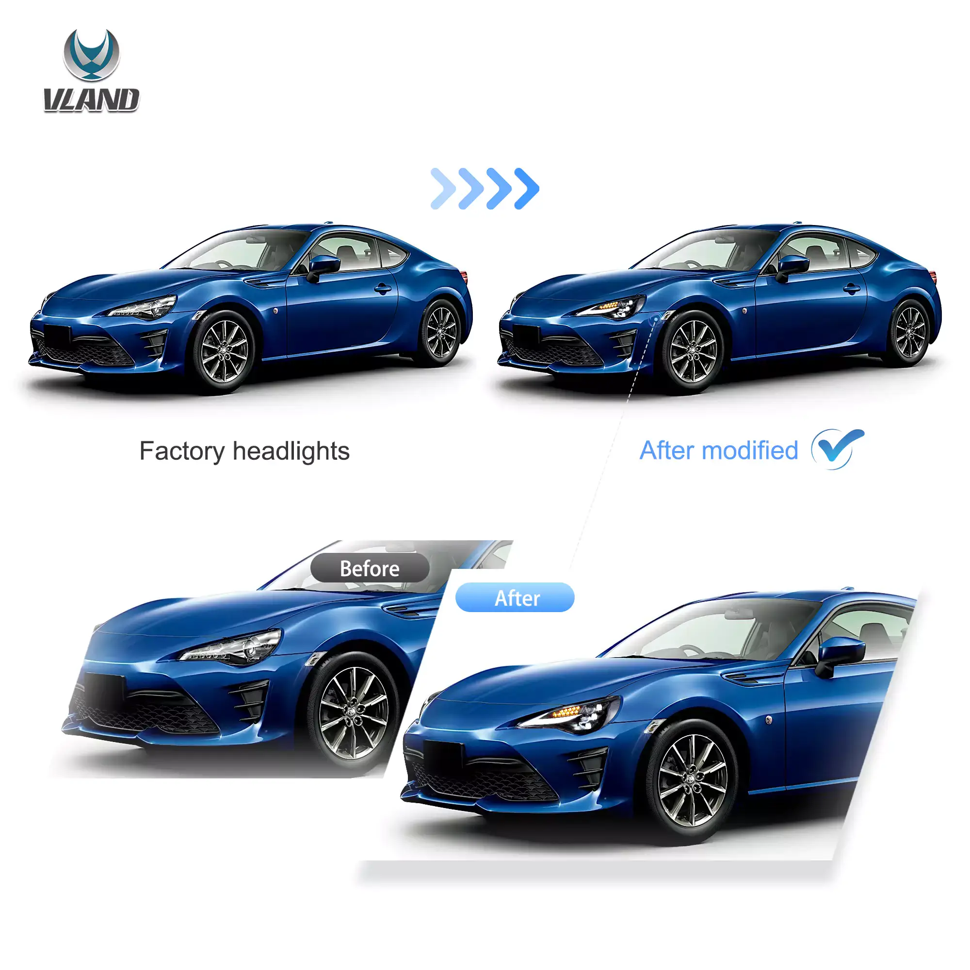 Vland Headlights For 12–21 Toyota 86/GT86, Subaru Brz, Scion Frs W/Triple LED Projector - Image 5