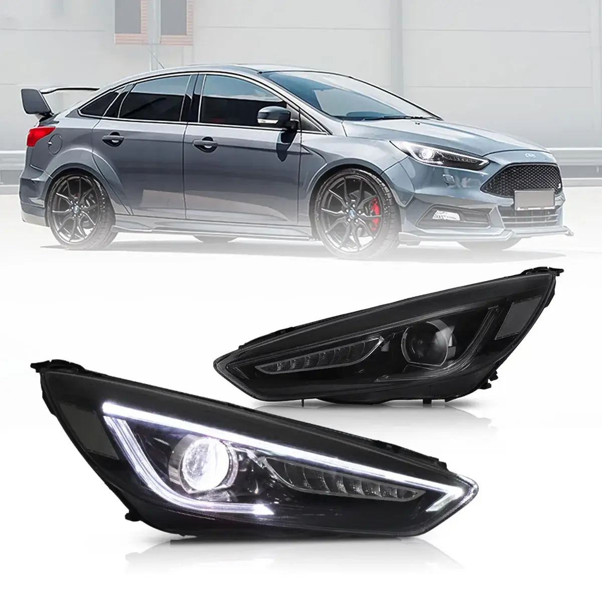 Vland  Headlights For 2015-2018 Ford Focus Dual Beam Lens