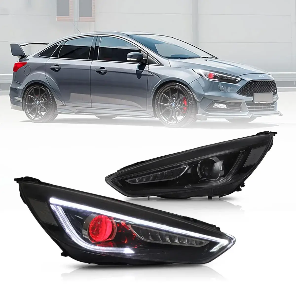 Vland  Headlights For 2015-2018 Ford Focus Dual Beam Lens - Image 2