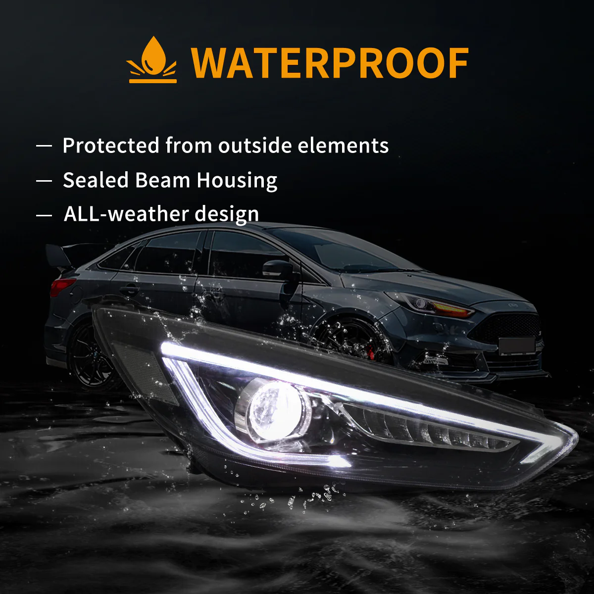 Vland  Headlights For 2015-2018 Ford Focus Dual Beam Lens - Image 9