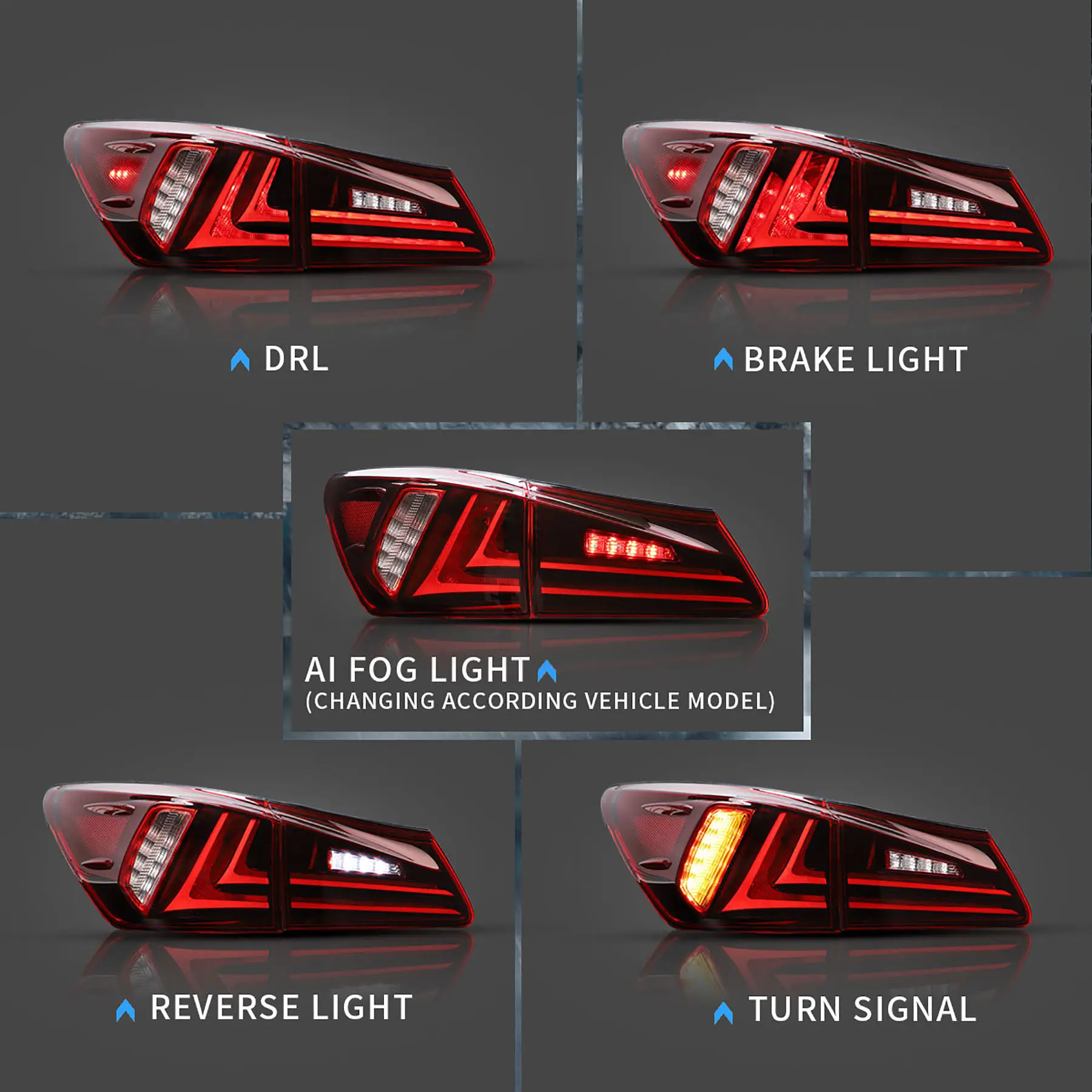 Vland Carlamp LED Tail Lights For Lexus 2006-2012 IS250 IS350 ISF - Image 5
