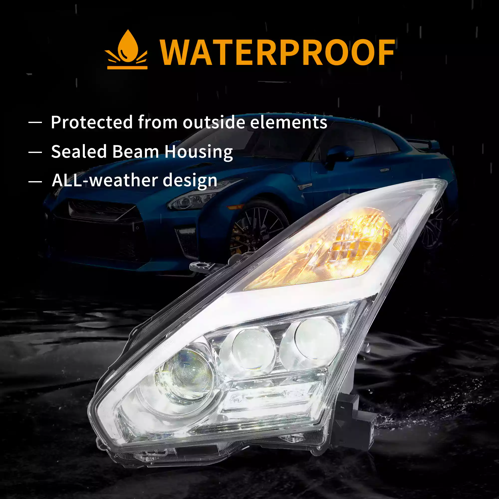 VLAND LED Headlight for Nissan GTR R35 2009-2023 Driver & Passenger side - Image 8