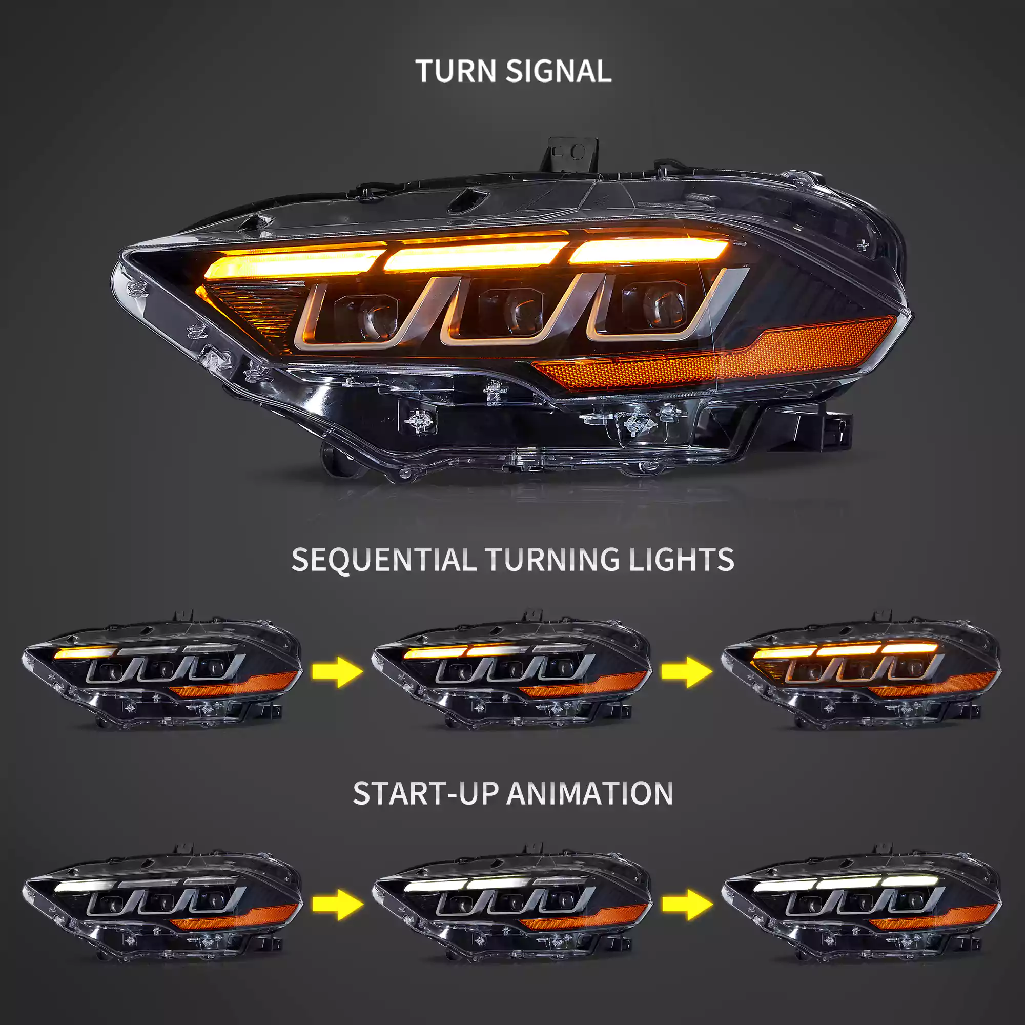 VLAND LED Headlights For Ford Mustang 2018-2023 With Startup Animation L+R - Image 3