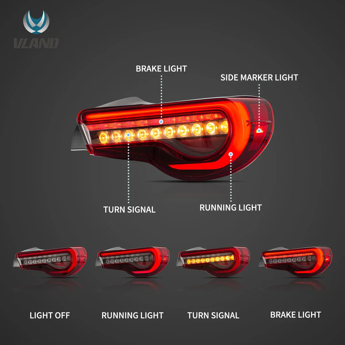 12-20 Toyota 86 GT86 13-20 Subaru BRZ 13-20 Scion FR-S Full LED Tail Lights w/ Sequential Indicators Turn-Vland - Image 7