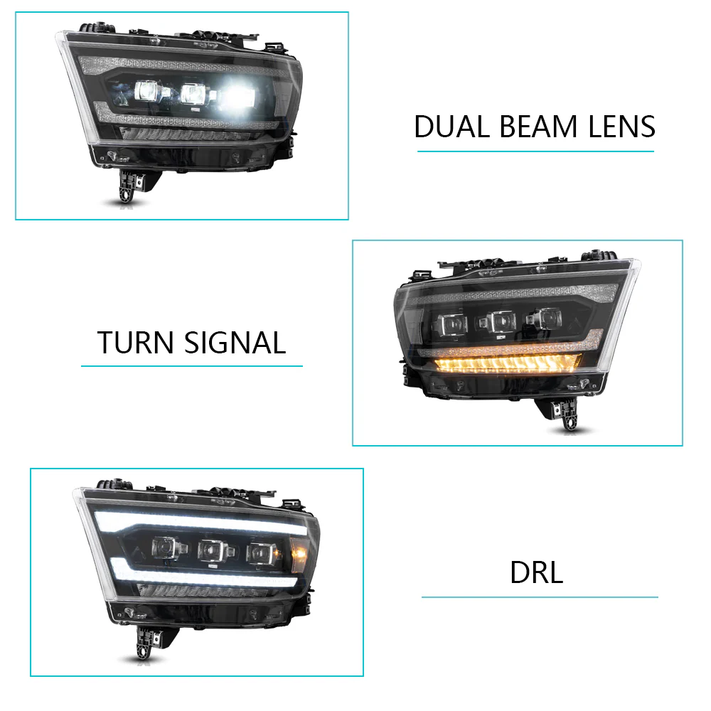 Vland Carlamp LED Matrix Projector Headlights For Dodge RAM 1500 2019-2024 - Image 6