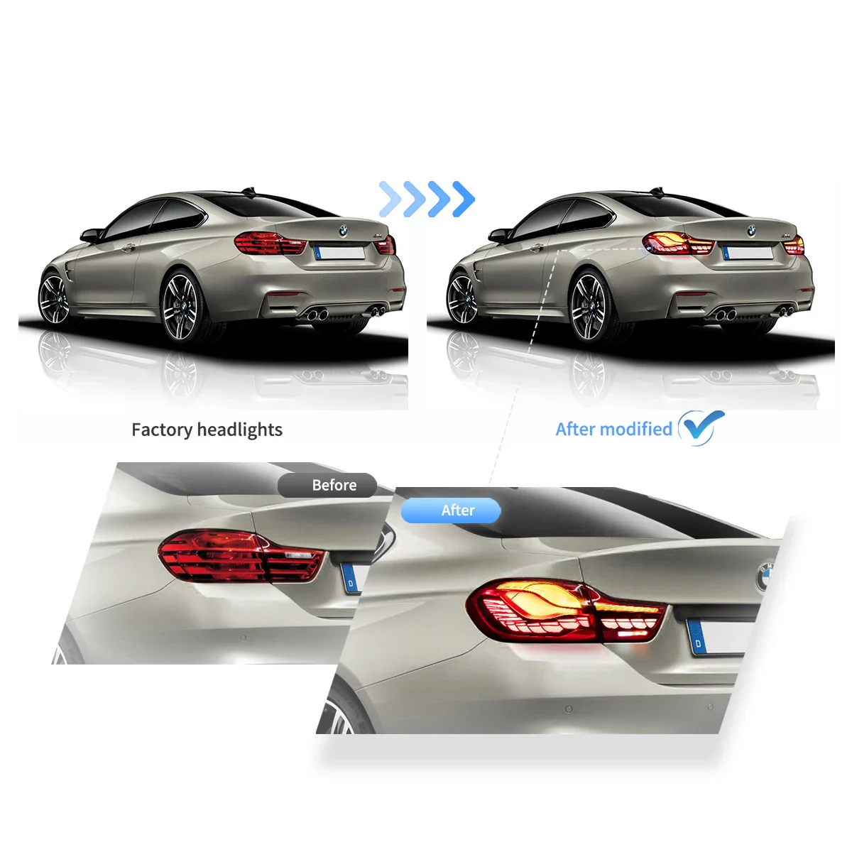 14-20 BMW 4 Series F32 F33 F36 / M4 F82 F83 Vland LED Tail Lights With GTS Style [E-mark] - Image 11