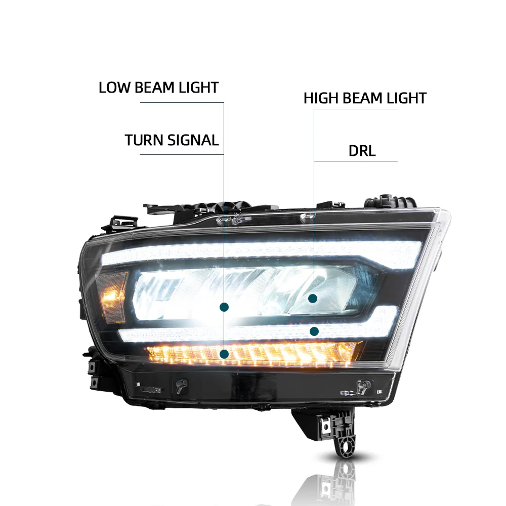 19-24 Dodge Ram 1500 5th Gen (DT) Vland LED Reflection Bowl HeadLights [E-mark] - Image 5